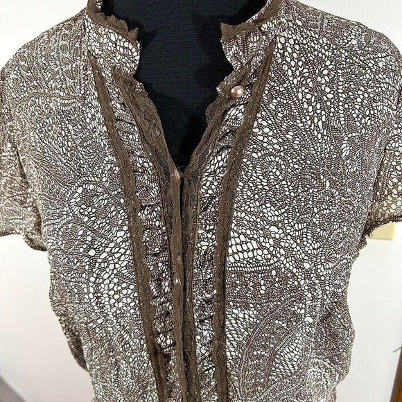 Vintage Faded‎ Glory Short Sleeve Lace Blouse Womens Small - Picture 3 of 8
